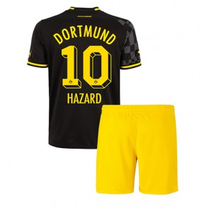 Borussia Dortmund Thorgan Hazard #10 kläder Barn 2022-23 Bortatröja Kortärmad (+ korta byxor)